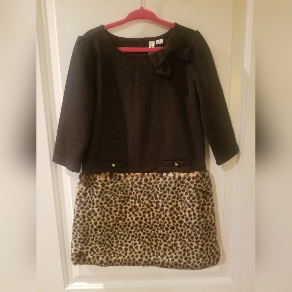 Janie and Jack, Black and Animal Print Dress, Girls Size 5